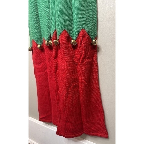 It’s Our Time Holiday Sleeveless Jumpsuit Size Small Red green White Bells Bow - Picture 5 of 16